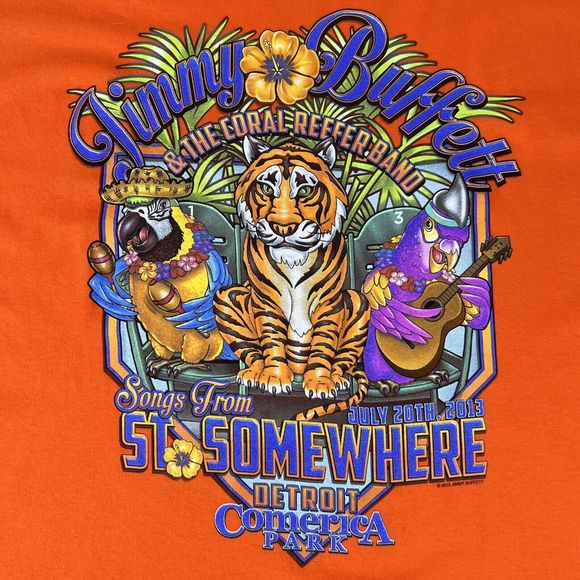 Jimmy Buffett Detroit Comerica Park XL Concert‎ TShirt 2013 Songs St Somewhere - Picture 2 of 15